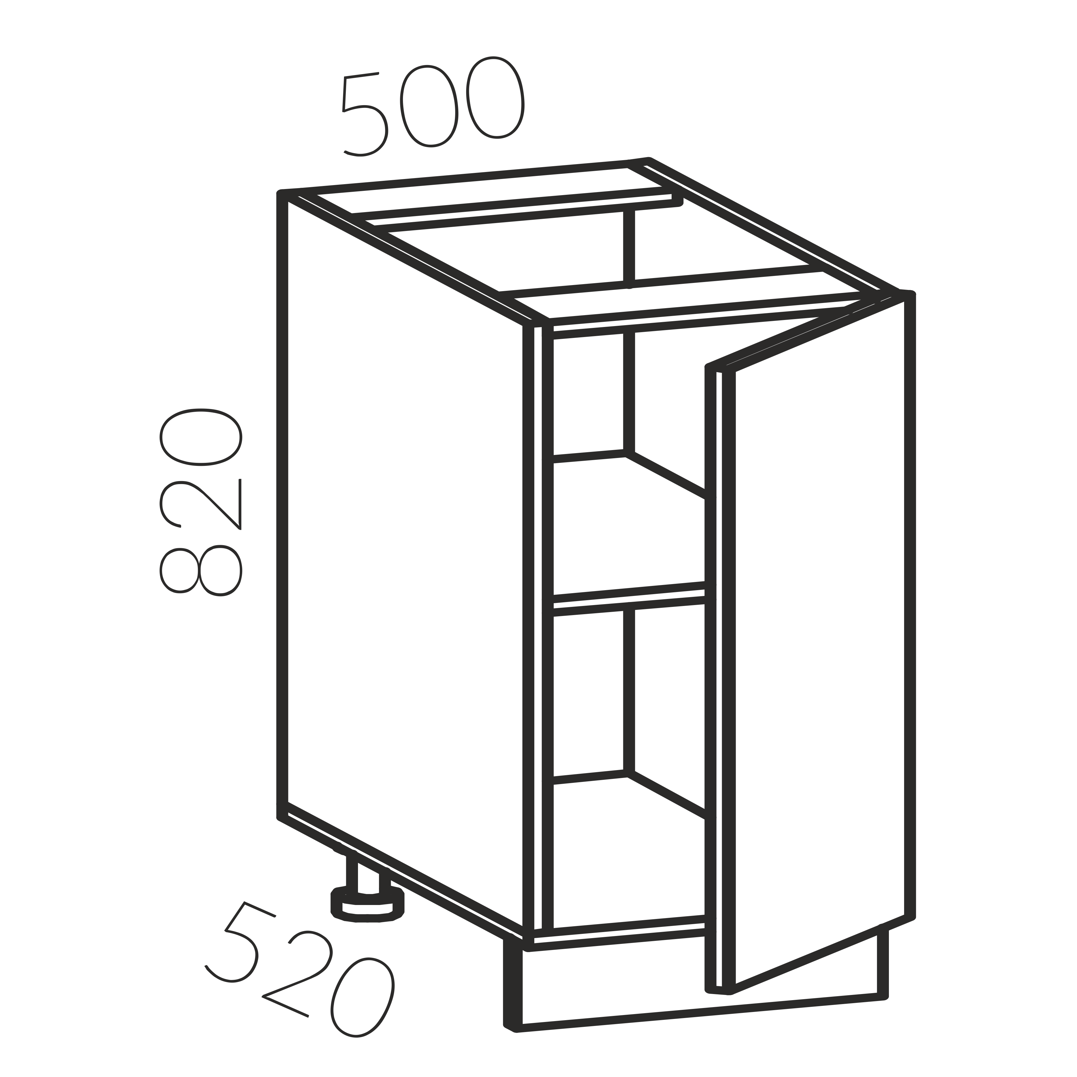 Тумба рабочая 500 (Графит глянец)